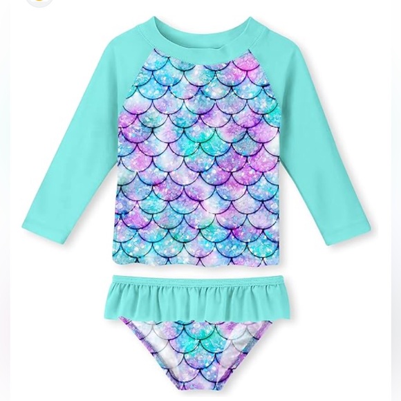 Other - Kids Girls USA Two Piece Long Sleeve Swimwear Starry Blue and Red Swim‎ Set 6-7y